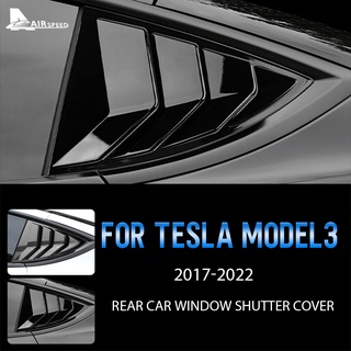 Tesla อุปกรณ์เสริมABS Rear Car Window Shutter Cover For Tesla Model 3 20172022 Carbon Fiber Stickers Triangle Decoration