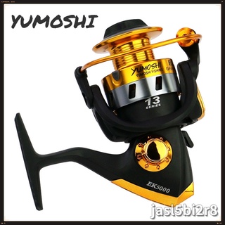 YUMOSHI Spinning Fishing Reel EK1000-7000 Series 13BB Gear Ratio 5.1: 1 ม้วนโลหะ Rock ปลาคาร์พ Baitcasting Fishing Reels