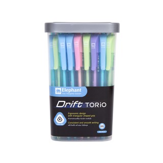ปากกาลูกลื่น ตราช้าง Drift Torio ดริฟท์ โทริโอะ 0.5 มม. หมึกน้ำเงิน (ด้ามคละสี) (กระบอก 50 ด้าม)