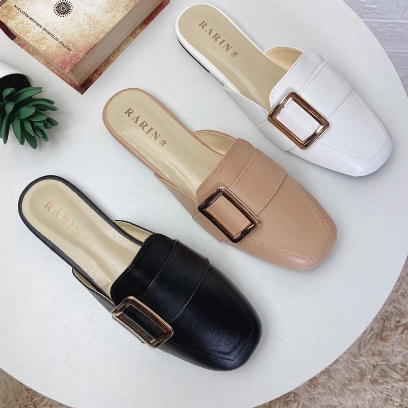 Rarin รุ่น [ Taylor ] 36 - 41 รองเท้าเปิดส้น แต่งเข็มขัด **เท้าไม่เรียวบวกเพิ่ม**