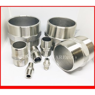 นิปเปิ้ลสแตนเลส ข้อต่อเกลียวนอก(NIPPLE STAINLESS) (ขนาด 1-1/2" ถึง 4") เกลียวประปา BSPT ิ( Stainless 304)