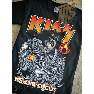 NTS 312 KISS Psycho Circus เสิ้อยืดดำ เสื้อยืดชาวร็อค เสื้อวง New Type System NTS Rock brand Sz. S M L XL XXL