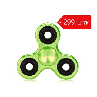 ฟิดเจ็ท สปินเนอร์ แบบโลหะ มีรู สีเขียวอ่อน Light Green Aluminium Alloy Tri Fidget Spinner