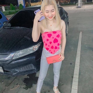 กางเกงยีนส์ขายาวสีขาวป้าย Tan