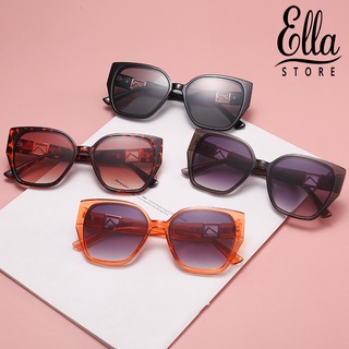 Ellastore123 แว่นตากันแดด ป้องกันแดด ขนาดใหญ่ สไตล์วินเทจ แฟชั่นสําหรับผู้หญิง