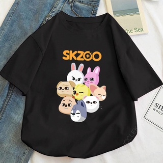 เสื้อยืดแขนสั้น พิมพ์ลายการ์ตูนกราฟฟิค SKZOO Stray Kids น่ารัก สไตล์ฮาราจูกุ แฟชั่นฤดูร้อน สําหรับผู้หญิง