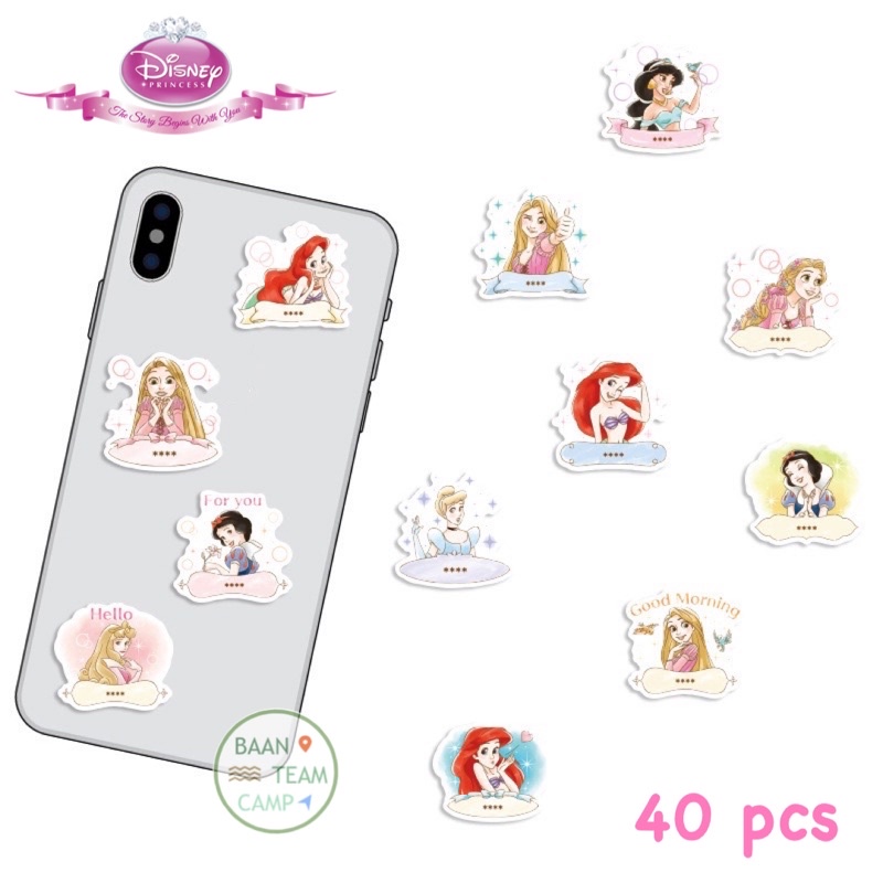 สติ๊กเกอร์ disney 276 เจ้าหญิงดิสนีย์ 40 ชิ้น เจ้าหญิง ดิสนี สโนว์ไวท์ ซินเดอเรลล่า แอเรียล เบลล์ จัสมิน ราพันเซล เอลซ่า