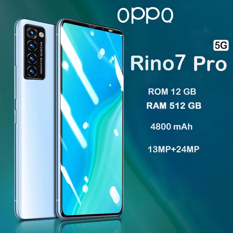 OPPQ โทรศัพท์ Rino7 Pro ของแท้100% โทรศัพท์มือถือ ราคาถูกโทรศัพท์มือถือ 12+512GB Android สมาร์ทโฟน 5G สองซิมสแตนคู