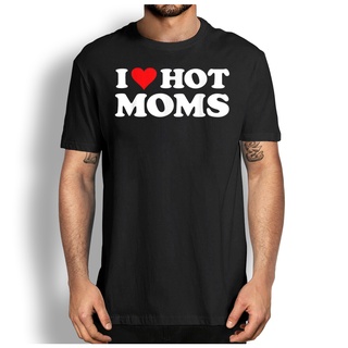 ROUNDคอลูกเรือNeckเสื้อยืด พิมพ์ลาย I Love Hot Moms สีแดง สําหรับคุณแม่-4XL