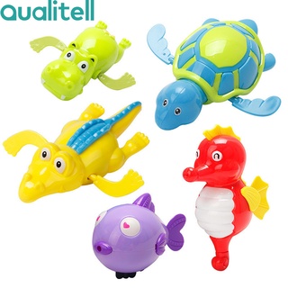 HUAQOO ของเล่นเต่า Dolphin อาบน้ำเด็ก Wind Up Play อุปกรณ์สระว่ายน้ำเด็กเล่นน้ำสีสุ่ม