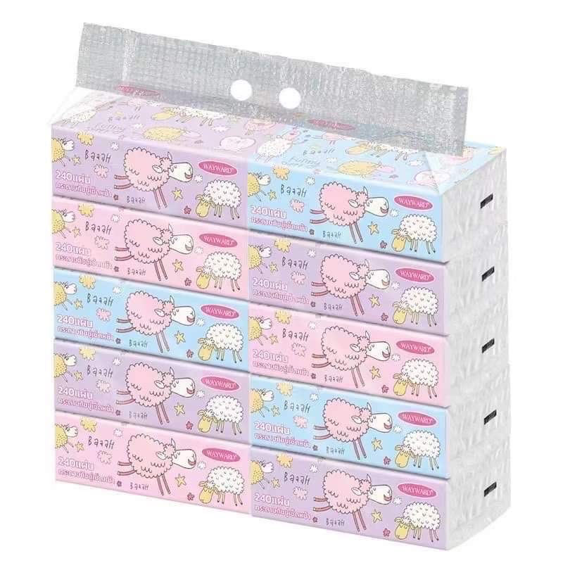 ซื้อ ทิชชู่แบบยาว ลายแกะ Sanrio หนา 3 ชั้น (1 ห่อ/ 240แผ่น) ยกแพ๊ค 10 ห่อ/แพ๊ค