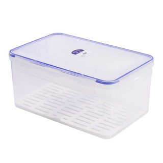 กล่องอาหารเหลี่ยม 7.35 ลิตร KECH x DOUBLE LOCK No.9514 FOOD CONTAINER KECH X DOUBLE LOCK 9514 7.35L WHITE/DARK BLUE