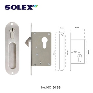 มือจับฝังพร้อมอุปกรณ์ล็อคบานเลื่อน Solex no.40c160ss