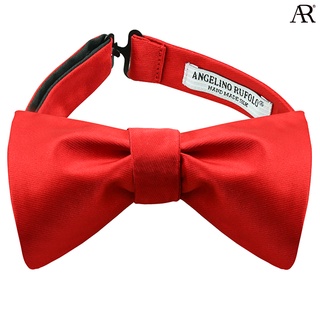 ANGELINO RUFOLO Bow Tie Tying(โบว์หูกระต่ายแบบผูกเอง) ผ้าไหมทออิตาลี่คุณภาพเยี่ยม ดีไซน์ Plain แดง/เลือด/ทอง/น้ำเงิน/กรม