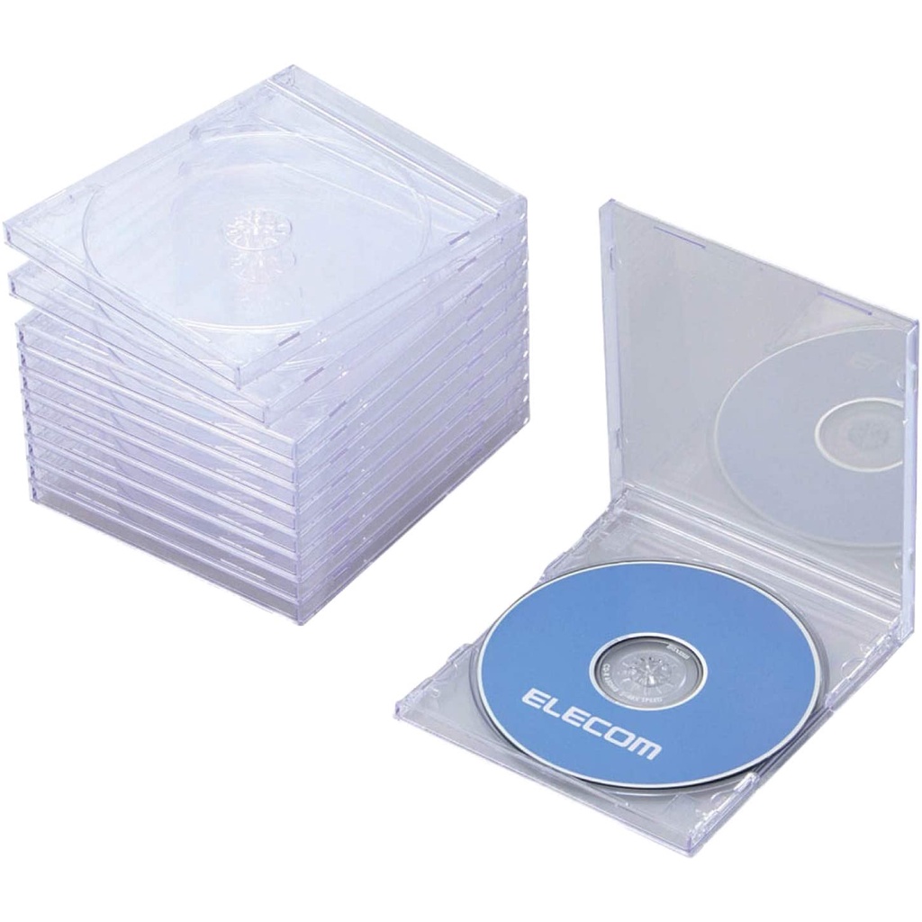 (ส่งตรงจากญี่ปุ่น) Elecom กล่องพลาสติกใส สําหรับใส่ซีดี Dvd 1 แผ่น 10 แพ็ก

