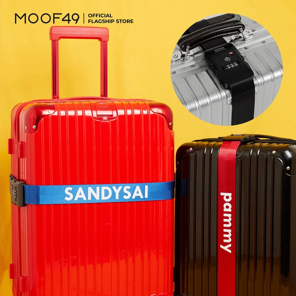 MOOF49 สายรัดกระเป๋าสกรีนชื่อตัวล็อคระบบTSA (TSA Luggage Strap)