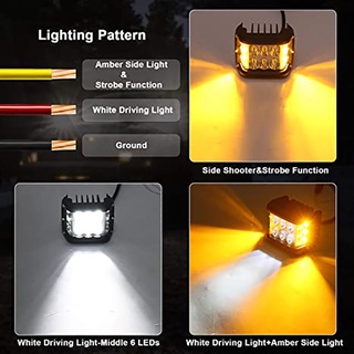 Side Shooter LED Pod Light 4 Inch Off-road Double Side Yellow LED Spotlight Work Light Car SUV Truck Driving Fog Light