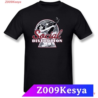 Z009Kesya เสื้อยืดผู้ชาย QMY Mens Social Distortion T-Shirts Black sale Social Distortion การบิดเบือนทางสังคม