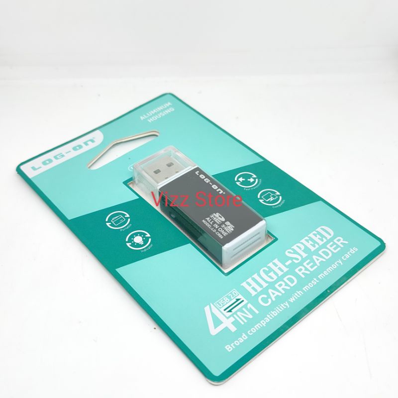 เครื่องอ่านการ์ด LOG ON 4in1 ความเร็วสูง 480 Mb/s ตัวเรือนอะลูมิเนียม