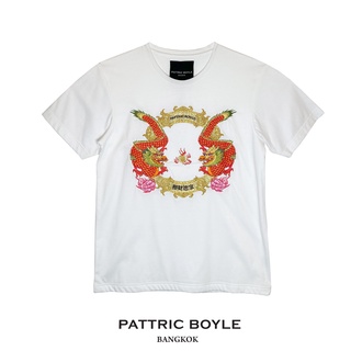 PATTRIC BOYLE / XI / DRAGON EMBROIDERY T-SHIRT / เสื้อยืด คอกลม สีขาว ปัก มังกร แพททริค บอยล์ ผ้าฝ้ายแท้