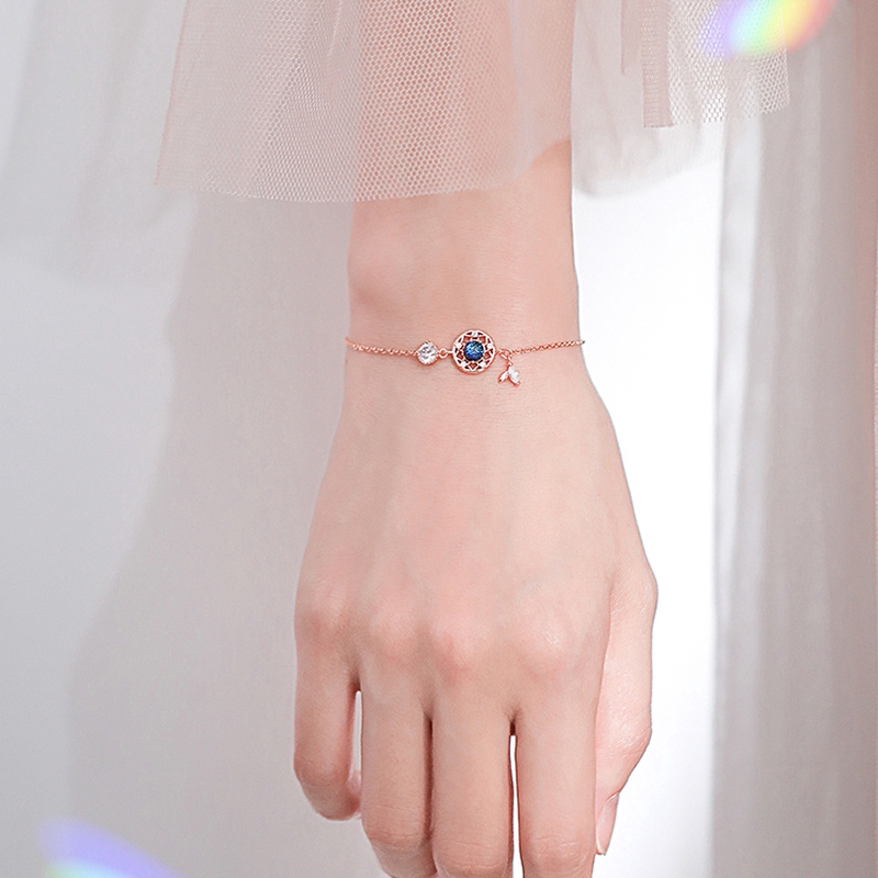 สร้อยข้อมือคริสตัล Korean Blue Crystal Dreamcatcher Bracelet Creative Starry Sky Zircon Bracelets Girl Jewelry Gift High Quality #1