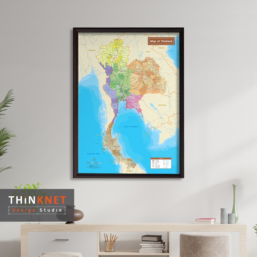 กรอบแผนที่ชุดรัฐกิจประเทศไทย: ภาษาอังกฤษ Political Map of Thailand: English