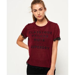 SUPERDRY NAOKI GRAPHIC T-SHIRT - เสื้อยืด สำหรับผู้หญิง สี Dragonstail Burgundy