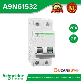 Schneider A9N61532 Miniature circuit breaker - C60H - 2 poles - 20 A - C curve - ชไนเดอร์ สั่งซื้อได้ที่ร้าน Ucanbuys