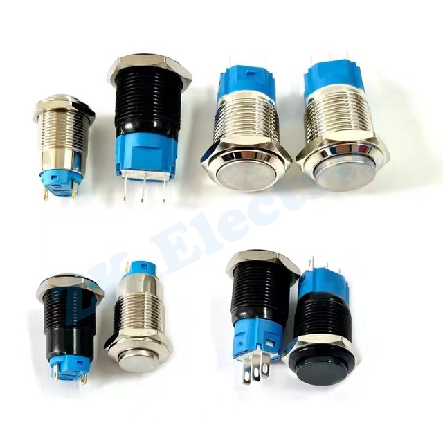 สวิตช์ปุ่มกดโลหะ ชุบนิกเกิล ทองเหลือง 12-24V 12 16 มม. 2 Pin สีดํา 1 ชิ้น – โปรปัง