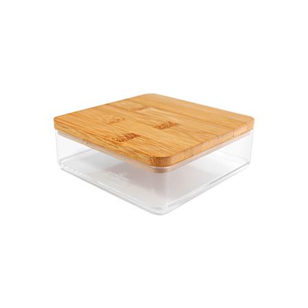 กล่องใส่ของ กล่องใสฝาไม้ STACKO MOKU BB01161 13.5x13.5x5 ซม. ลังเก็บของ