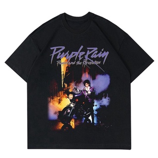 เสื้อยืดผ้าฝ้ายCOTTON เสื้อยืด พิมพ์ลาย Michael JACKSON "PRINCE PURPLE RAIN" VINTAGE | เสื้อยืด ลาย MICHAEL JACKSON สไตล