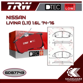 ผ้าเบรคหน้า TRW สำหรับ LIVINA (L11) 1.6L 14-16 (GDB7743)