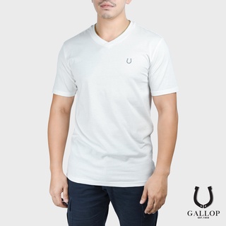 GALLOP : เสื้อยืดคอวี  BASIC -T-SHIRT (V-necked) รุ่น GN9007 สีขาว