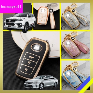 เคสกุญแจรีโมทรถยนต์ TPU โครเมี่ยม สําหรับ Toyota Camry Fortuner Hilux Sarung Kunci Kereta 2022