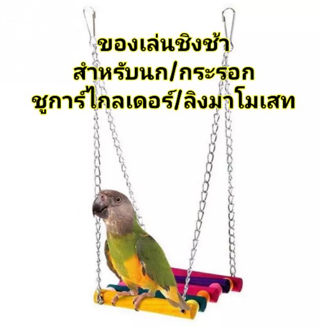 ของเล่นห้อยกรงสำหรับนก แฮมเตอร์ กระรอก ชูการ์ไกลเดอร์ ลิงมาโมเสท ชิงช้านก (ชิงช้าสีรุ้งM.E.)