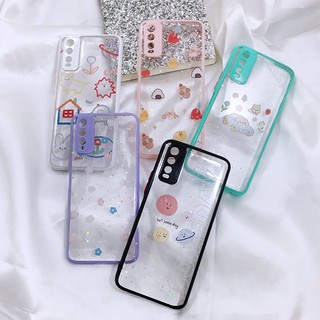 เคสSamsung A02 Oppo Reno 4(4G)  Vivo Y20 Y31(2021)พร้อมส่ง!! เคสใสกากเพชร เคสขอบสี เคสแฟชั่น เคสสวย เคส