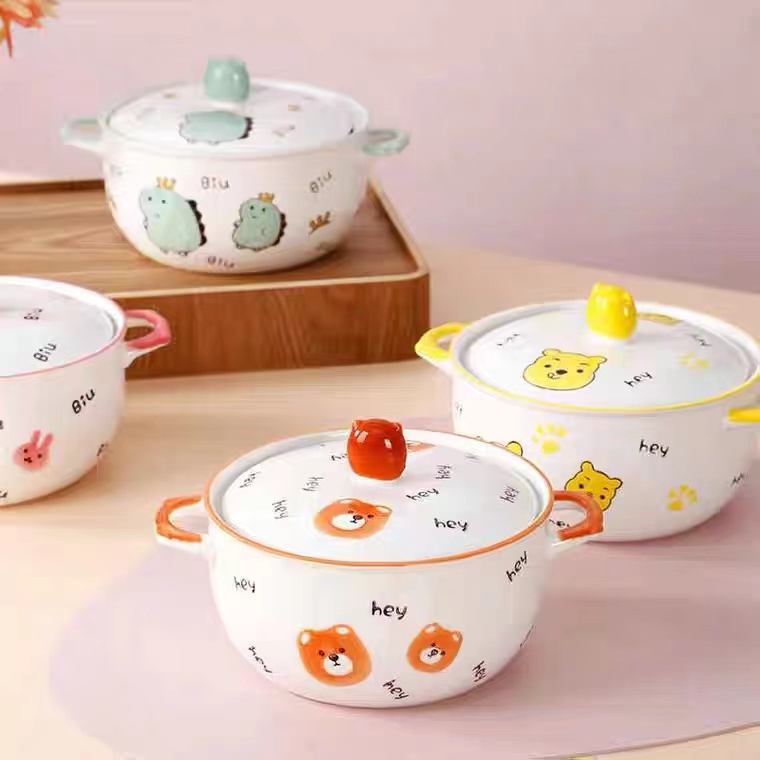 ชุดชามเซรามิค พร้อมฝาปิด มีให้เลือก 4 ลาย ชามน่ารัก เข้าไมโครเวฟได้ ราคา ถูกที่สุด ดีลบีเคเค แกลเลอรีภาพที่ 2