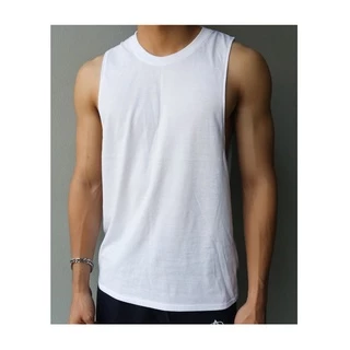 OLIVER MUSCLE เสื้อกล้ามแขนเว้า สีขาว ใส่ออกกำลังกาย ผ้านุ่มระบายอากาศดี