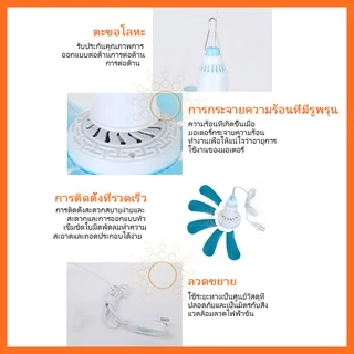 พัดลมติดเพดาน มีหูแขวน ตามตลาดนัด ไล่แมลงวัน เเขวนเพดานมินิ หน้าพัดลมกว้าง สายไฟยาวhs- 580