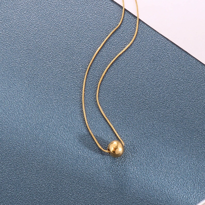 ไทเทเนียมเหล็กชุบ 18k Gold รอบลูกปัดจี้สร้อยคอแฟชั่น High-End All-Match สุภาพสตรี Clavicle Chain เครื่องประดับ
