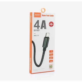 สายชาร์จเร็ว 4A d-power SUPER FAST CABLE 4A รุ่น T17 สายถักยาว 1 เมตร เเข็งเเรง ไม่หักงอ รับประกัน 1ปี