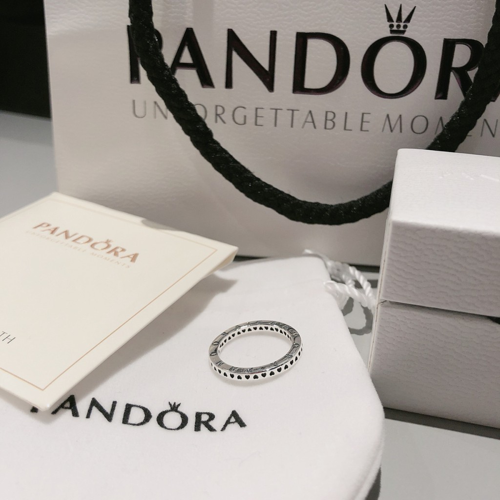 Pandora โลโก้ แหวน love แหวนเงินแท้ 925 ชายและหญิงแหวนแต่งงานคู่ของขวัญ 197133