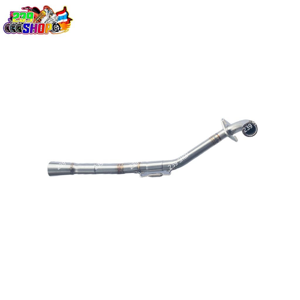 คอท่อ เลส 2 ท่อน WAVE125S WAVE125R WAVE125Iไฟเลี้ยวบังลม คอ 25 มิล ออก 28มิล มีสปริง บูช คอท่อเวฟ125