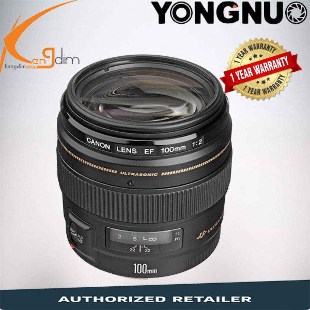 Yongnuo YN 100mm f/2 เลนส์สําหรับ Canon EF(สีดํา)