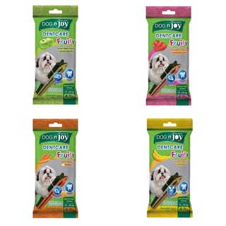 (มี 4 รสชาติ) Dog n Joy Dent Care Fruity ด็อกเอนจอย เดนท์แคร์ ฟรุ๊ทตี้ ขนมขัดฟัน 70 กรัม x 4 ชิ้น