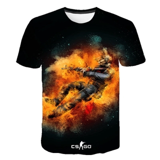 เสื้อยืดลําลองสําหรับผู้ชายผู้หญิงแขนสั้นพิมพ์ลาย Cool Cs Go Gamers New Csgo 3d