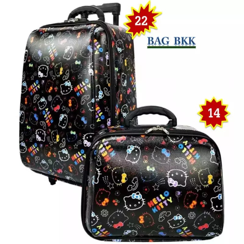 BAG BKK Luggage Wheal กระเป๋าเดินทางล้อลาก ระบบรหัสล๊อค เซ็ทคู่ ขนาด 22 นิ้ว/14 นิ้ว Code F7719-22 Hello Kitty