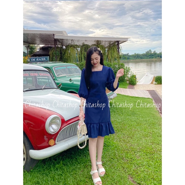 🍒 CHITASH♡︎P🍒 มีสีเข้าใหม่นะคะ (มีไซส์ใหญ่) ชุดเดรสสีพื้นแขนยาวสวยๆ เรียบร้อย ใส่ออกงาน ใส่ทำงาน ผ้าซาร่า รุ่นส้มโอ - รูปที่ 4