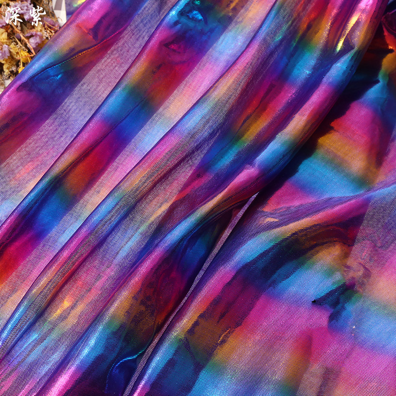 100*150cm Rainbow Shiny Stripes Gilded Fabric Colorful Color Fabric ...