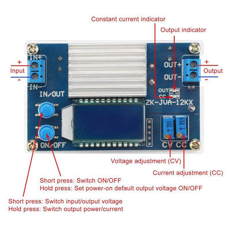 DROK Buck Boost Converter, DC 5.0-30V to 0.6-30V 4A 35W Adjustable Voltage Regulator LCD Display 6V 9V 12V 24V Power Supply Module, CC CV Step Up Step Down Voltage Stabilizer for